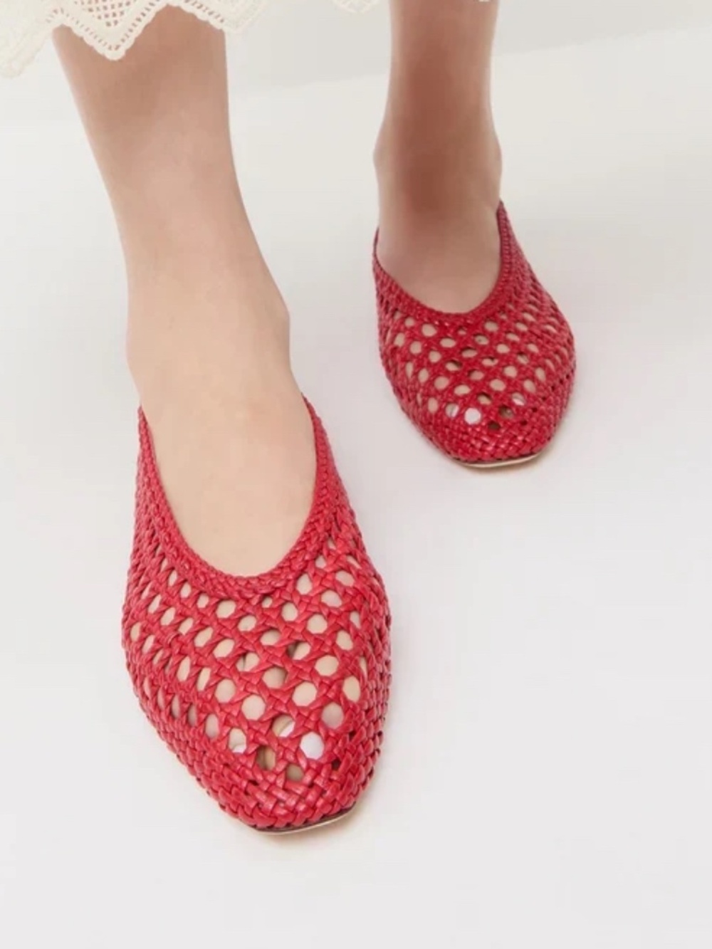 Loeffler Randall red leather woven ballet flats size 7